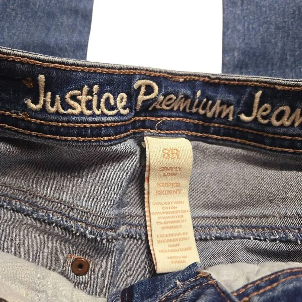 Justice super skinny low cut jeans 8R